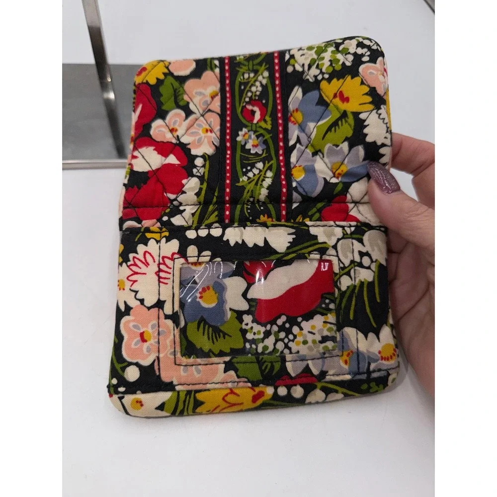 Vera Bradley Provencal Floral Quilted Kisslock Trifold Wallet ID Window ID Case